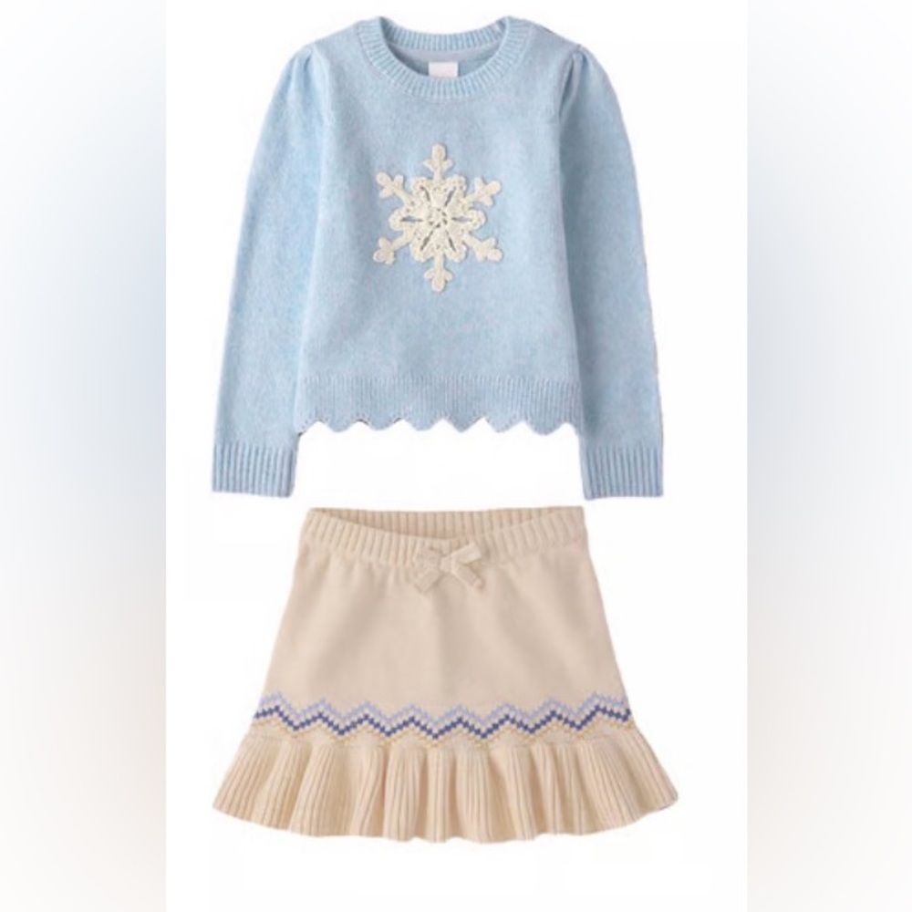Gymboree ‘First Frost’ sweater, fairisle peplum skirt, 2-piece hair set